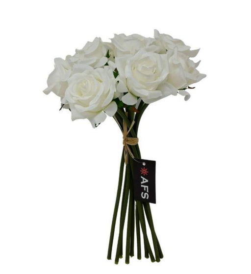 10 Head 6cm diameter Rose Bunch x 30cm - White