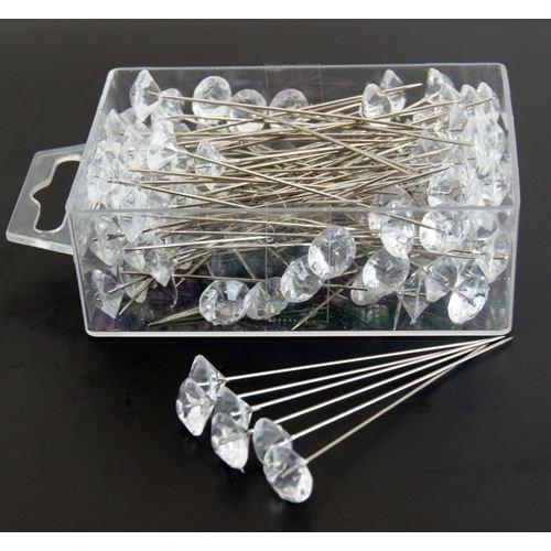 Floral Corsage / Boutonniere 2 Clear Crystal Pins pk/100