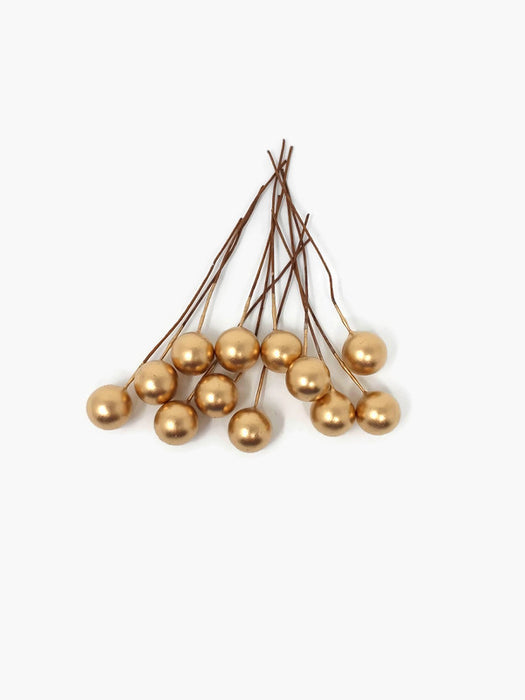 12 Wired Gold Berries