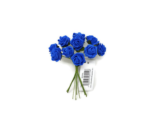 12 Miniature Foam Roses - Royal Blue