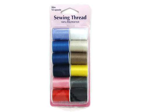 Hemline 100% Polyester Sewing Thread x 30m - 12 Spools
