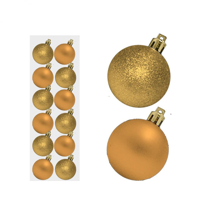 12 x 3cm Mini Baubles - Gold