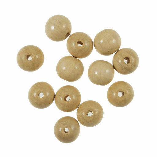 15mm Beech Wooden Ball Beads with Inner Hole