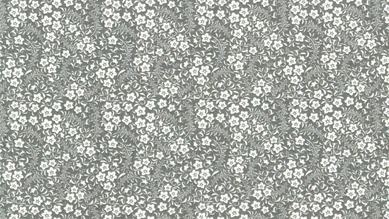 100% Cotton Fabric x 112cm / 44" - 1 Metre - Grey Floral