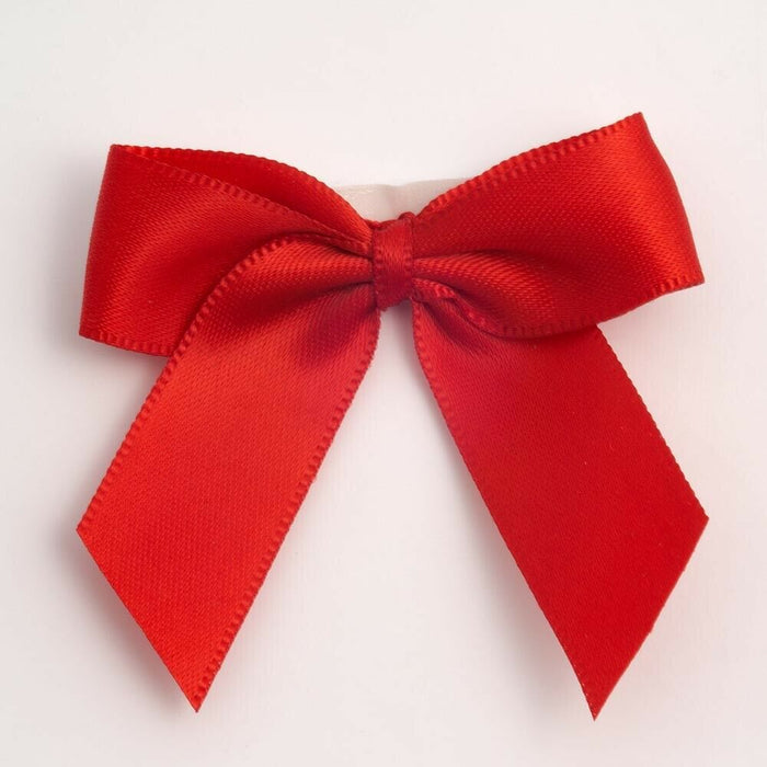 Satin Scatter Bows - 15mm Wide Ribbon x 100pcs - Red