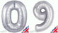 30" Silver Foil Number Balloon  -  0 -  9 