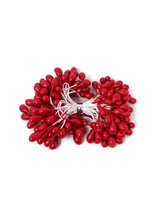 1 Bunch Double- Ended Glossy Red Berries x 5mm