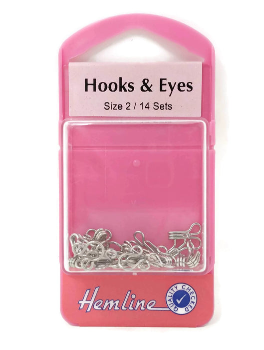 Hooks & Eyes Fasteners -  Silver Nickel or Black Coated - Size 2 x 14 Sets