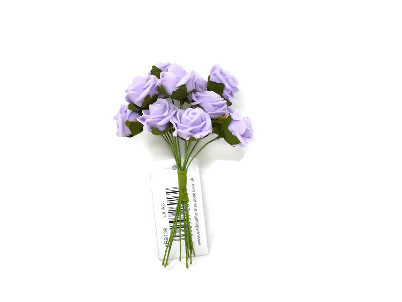 12 Miniature Foam Roses - Lilac