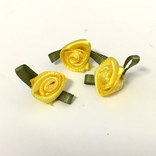 10mm Yellow ribbon rose 100pcs
