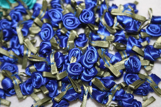 satin royal blue ribbon rose 100pcs L687