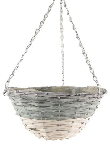 Dipped Grey/White Hanging Basket Round - 12inch Diameter