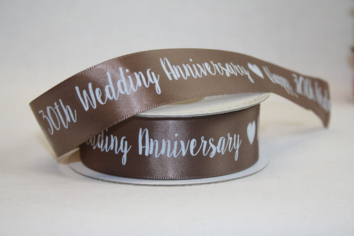 Happy 30th Wedding Anniversary Satin Ribbon 25mm