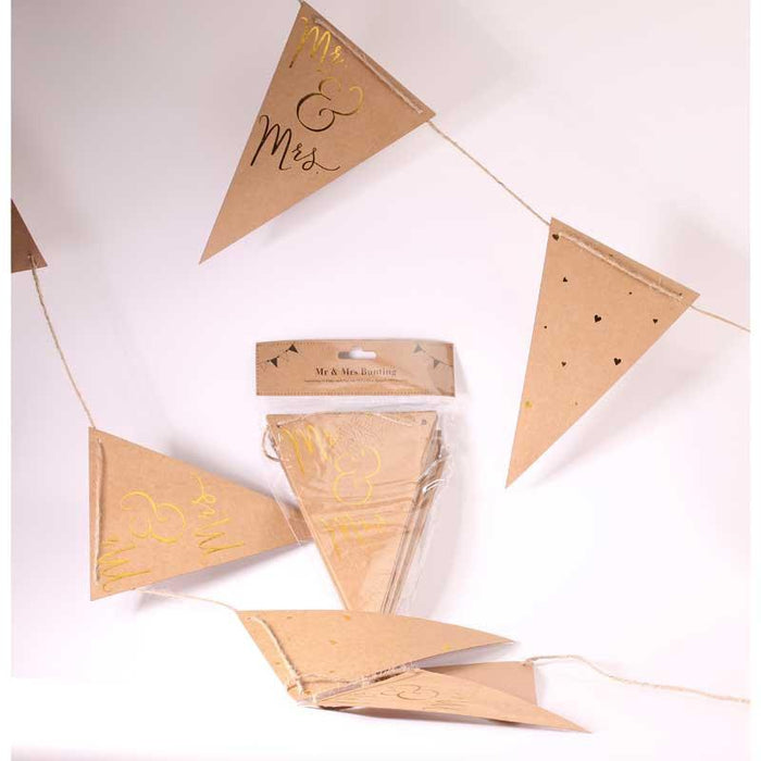  Kraft with Embossed Gold Mr & Mrs Bunting