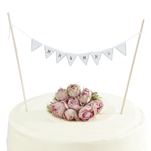 Mr & Mrs Wedding Cake Bunting - White Vintage Lace