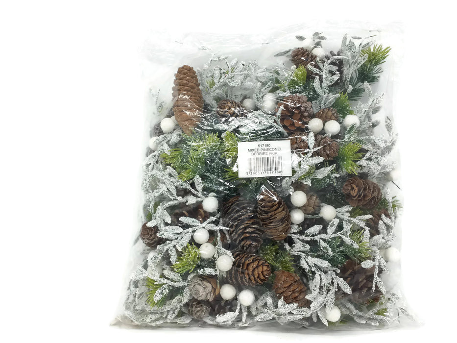 Mixed Pine Cone & Berry Snow Pick  x 18cm - Pack of 12