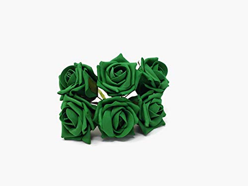 6 Head Foam Rose Bunch - Emerald