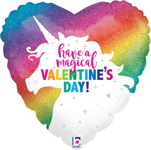 18" Happy Valentines Day Foil Helium Balloon - Valentine Unicorn