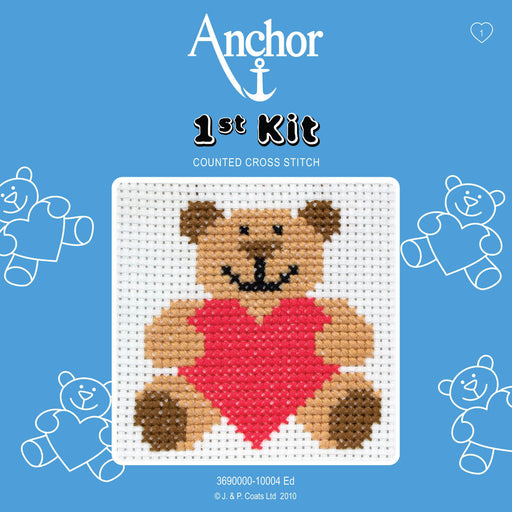My First Cross Stitch Kit - Teddy With Heart