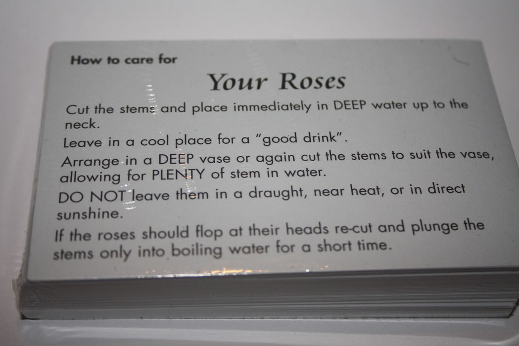 50 rose care cards for flowers and gifts gr8580