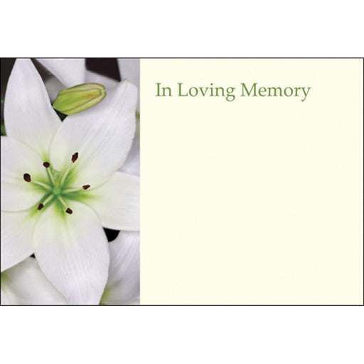 Pack of 50 White Lily Florist Message Cards - In Loving Memory 