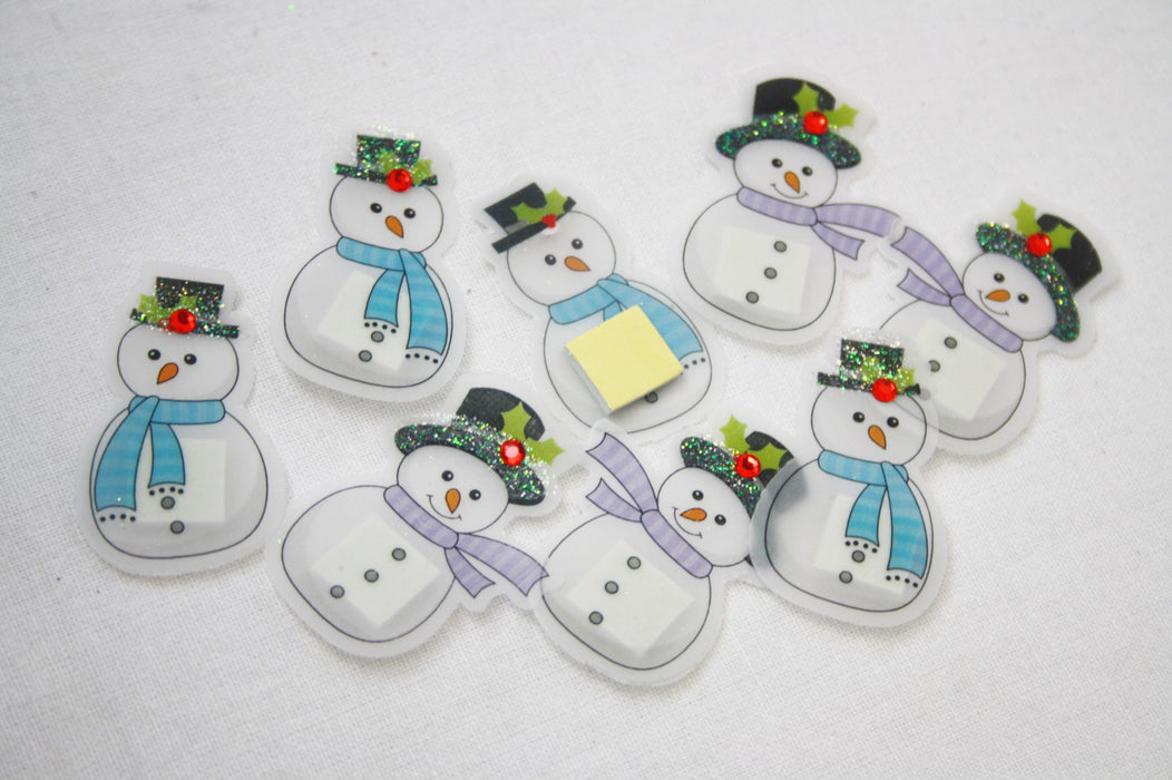 Christmas Glitter & Gem Snowman Sticker x 8