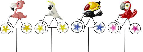 64cm Garden Stick Birds on Bikes - One selected at random