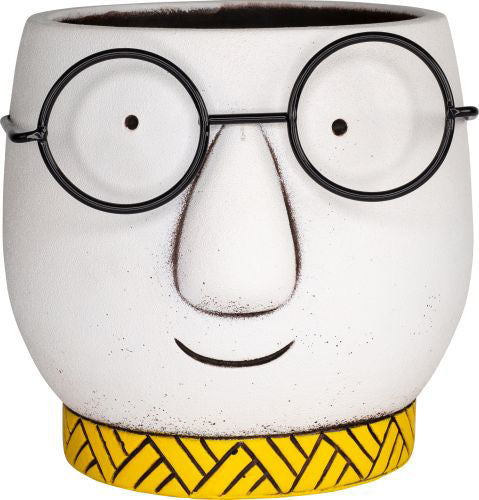 Cement Planter Face with Spectacles 13.5cm
