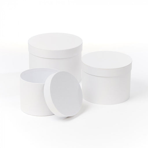Symphony Lined Hat Boxes - Set of 3 - Pearly White Finish