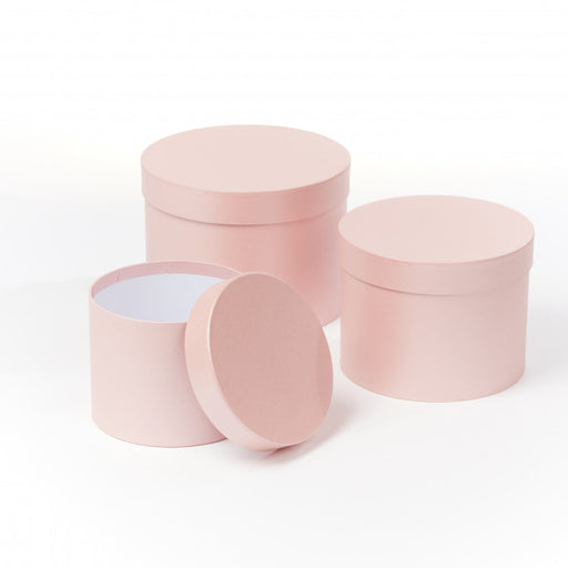 Symphony Lined Hat Boxes - Set of 3 - Light Pink 