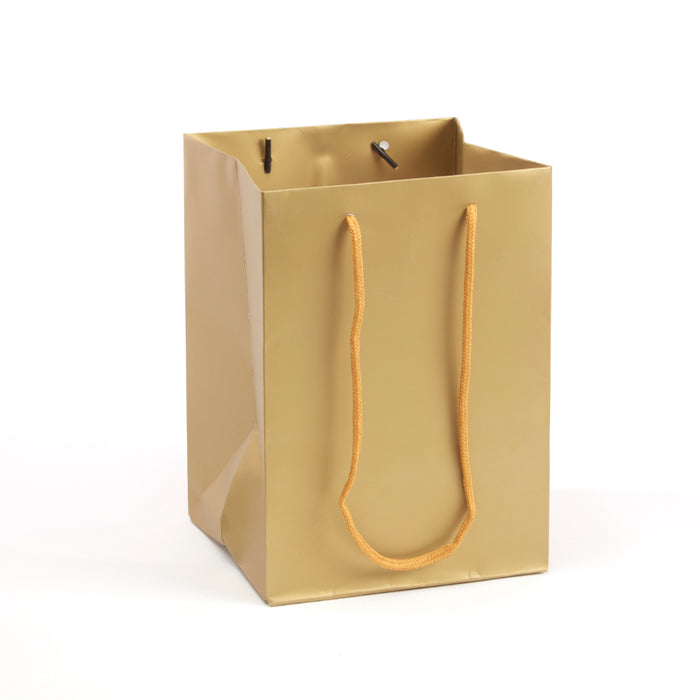 Hand Tied Rope Handle Bags x 10 - Gold
