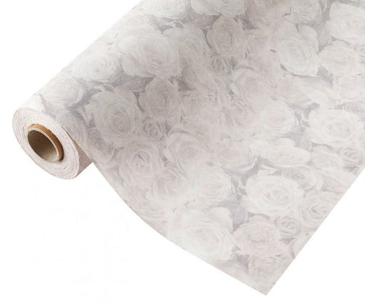 Compostable Wrap Rose Design - 51cm wide x 9m roll - Cream