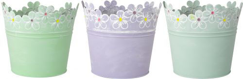 Tin Pail Embossed Daisy 16.5cm - One Selected At Random