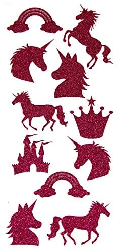 Craft Stickers Glitter Unicorn set Fuchsia