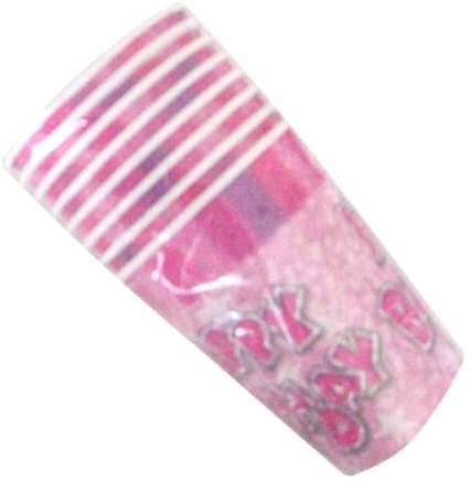 Pink 9oz/266ml happy birthday cups 8pcs