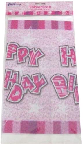 Pink Party Tableware Happy Birthday Plastic Tablecover