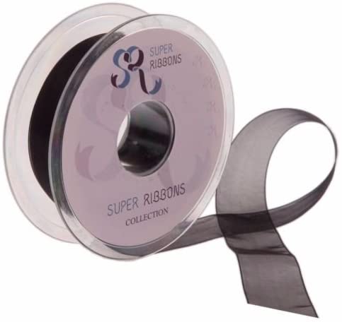 Black 25mm Woven Edge Organza Ribbon 25m