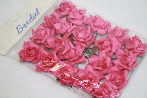 Small Fuchsia Paper Rose Heads x 20