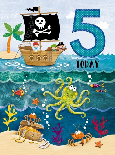 7x5" Card - 5th Birthday - Pirates