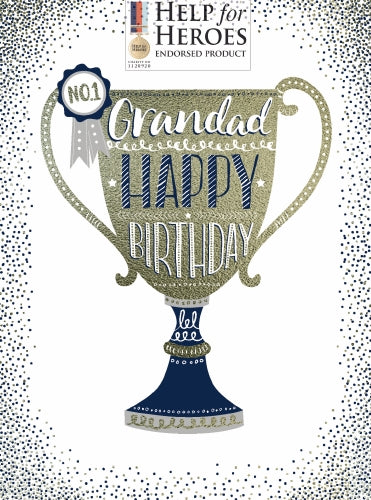 7x5" Card -  Grandad Happy Birthday - No.1 Trophy Cup