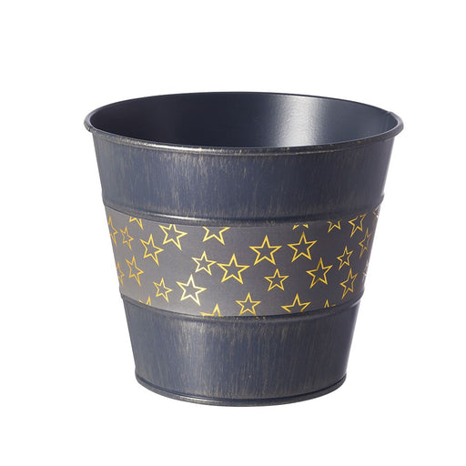 Twinkle Pot - Navy Blue with a Gold Star Pattern - 15 x 12cm - Lined