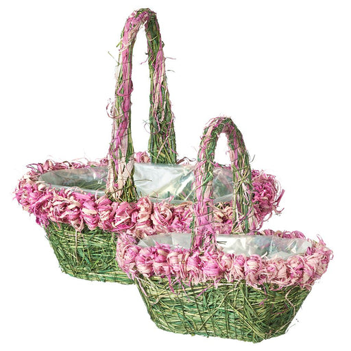 Rosa Lined Oval Basket with Handles - Set of 2