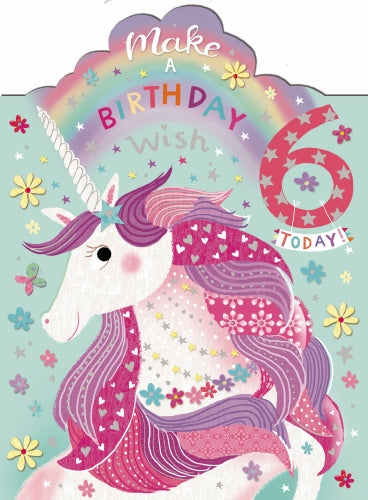 7x5" Card - 6th Birthday - Unicorn