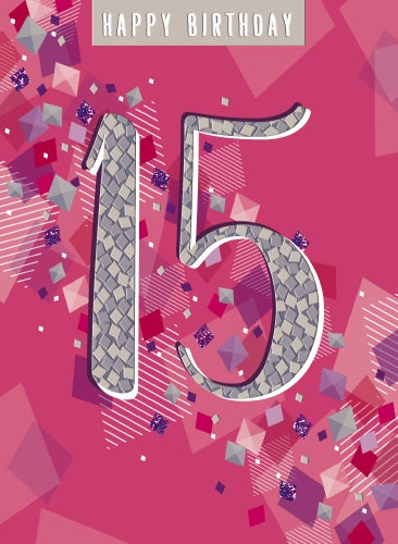 7x5" Card -  15th Birthday - Pink