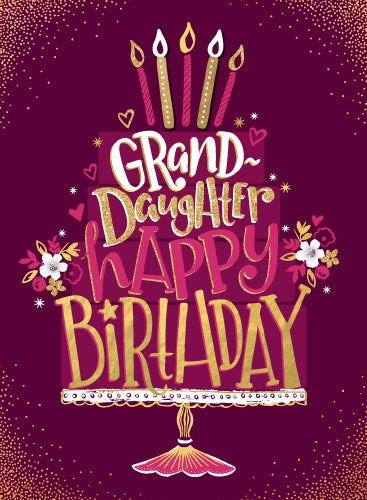 7x5" Card -  Burgundy Happy Birthday Grand Daughter