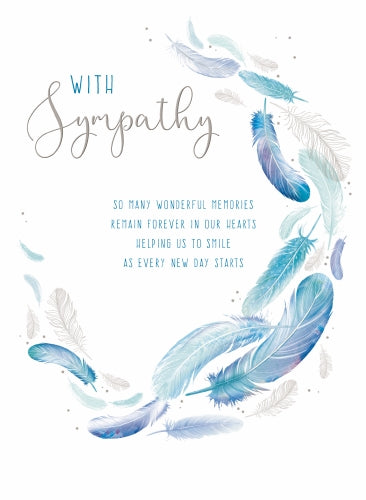 7x5" Card With Sympathy - Feathers