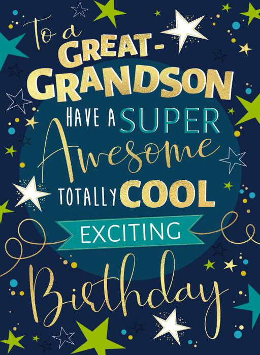 7x5" Card -  Happy Birthday Great Grandson - Praising Quotes