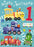 7x5" Card -  1st Birthday - Trains