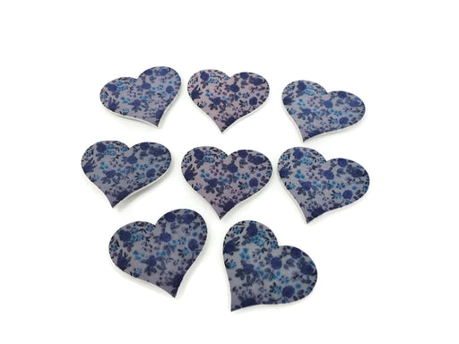 Mauve Wooden Floral Stick On Hearts x 8 