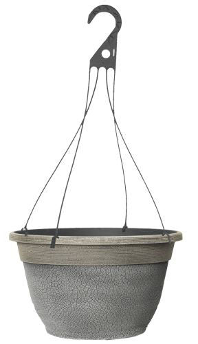 Crackle Hanging Basket 12" - Concrete Grey